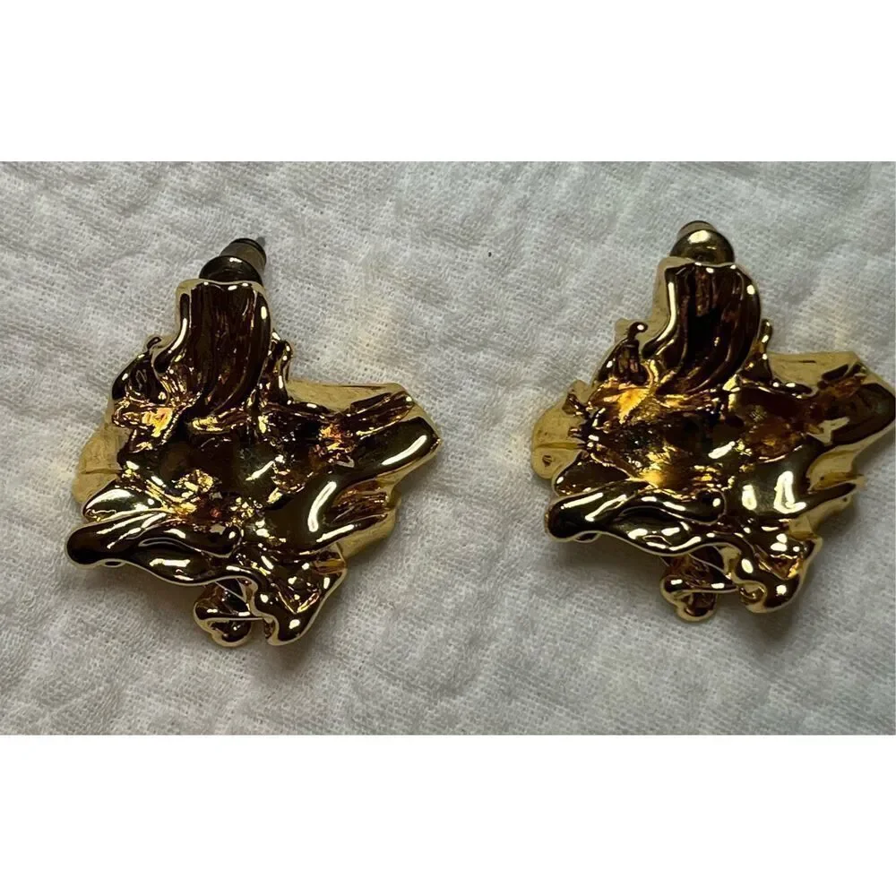 Luxurious Amber Sceats Reese Earrings Rich 24k GP Gold Nugget NEW